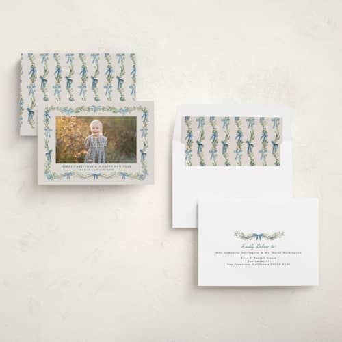 This is a powder holiday photo cards with standard by Petra Kern called garlanda printing on recycled smooth signature in standard