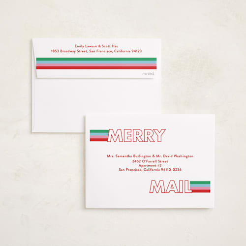 This is a winter brights holiday photo cards with standard by Megan Davis called aprés printing on recycled smooth signature in standard