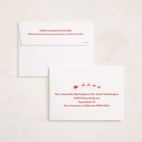 This is a snowfall holiday photo cards with standard by Megan Davis called sleigh printing on recycled smooth signature in standard