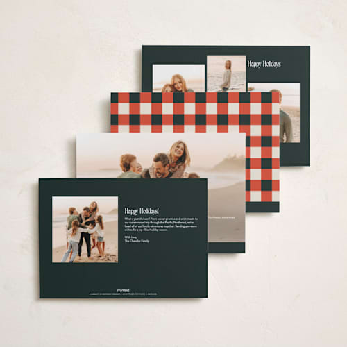 This is a mistletoe holiday photo cards with standard by Ekko Studio called cheerful stack printing on recycled smooth signature in standard