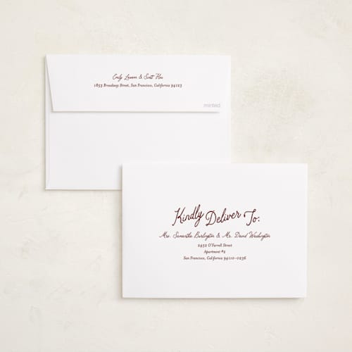This is a cranberry holiday photo cards with standard by Pixel and Hank called jottings printing on recycled smooth signature in standard