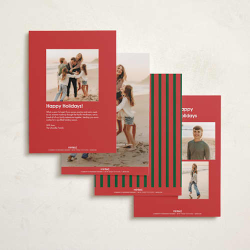 This is a holly holiday photo cards with standard by Morgan Kendall called layered frame printing on recycled smooth signature in standard