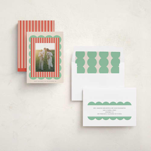 This is a mint chip holiday photo cards with standard by Morgan Kendall called layered frame printing on recycled smooth signature in standard