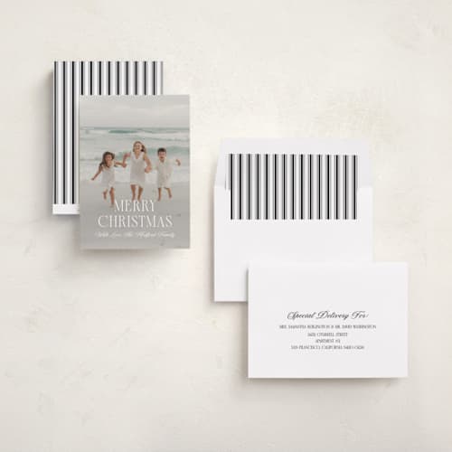 This is a snow holiday photo cards with standard by Anna Elder called chic holiday printing on recycled smooth signature in standard
