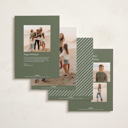 This is a wreath holiday photo cards with standard by Emily Sabol Goss called quartet printing on recycled smooth signature in standard