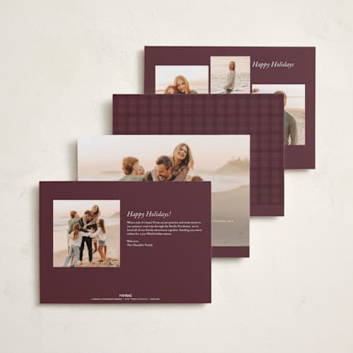 This is a cabernet holiday photo cards with standard by Brianne Larsen called framed photos printing on recycled smooth signature in standard