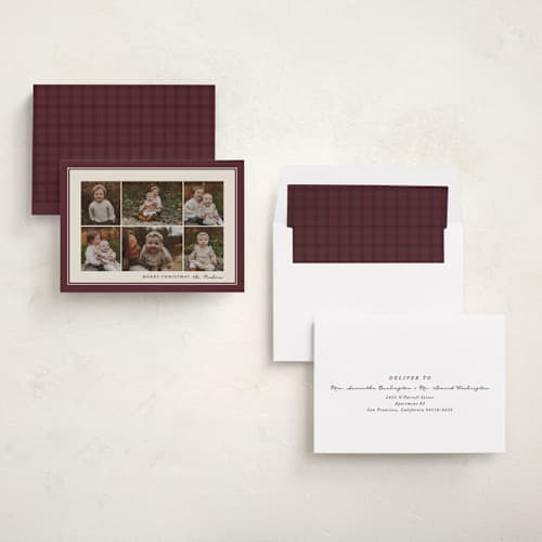 This is a cabernet holiday photo cards with standard by Brianne Larsen called framed photos printing on recycled smooth signature in standard