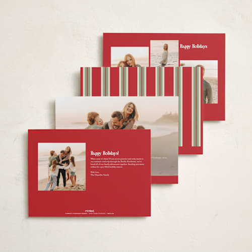 This is a stocking holiday photo cards with standard by Creo Study called modern classic printing on recycled smooth signature in standard