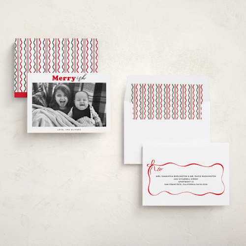 This is a holly holiday photo cards with standard by Carrie ONeal called festive-ish printing on recycled smooth signature in standard