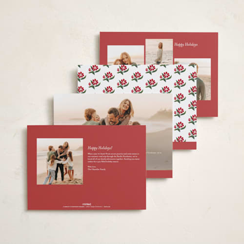 This is a snow holiday photo cards with standard by Chris Griffith called tapestry holiday printing on recycled smooth signature in standard