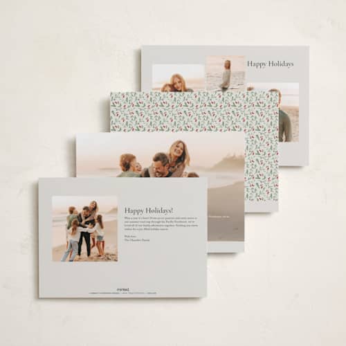 This is a pine holiday photo cards with standard by Susan Moyal called vine & dots printing on recycled smooth signature in standard