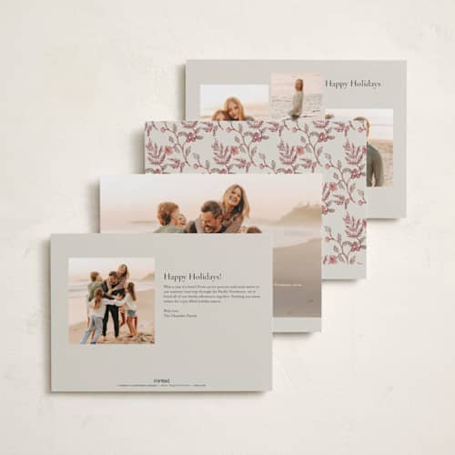 This is a cherry holiday photo cards with standard by Elly called a winter gathering printing on recycled smooth signature in standard