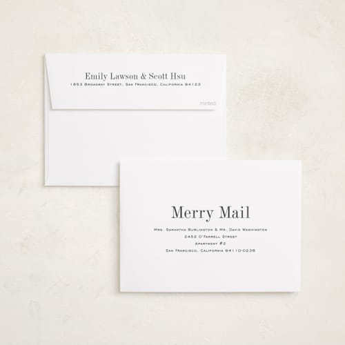 This is a snow holiday photo cards with standard by Megan Davis called eternally merry printing on recycled smooth signature in standard