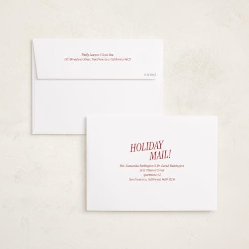 This is a candy cane holiday photo cards with standard by Angela Garrick called santa's coming printing on recycled smooth signature in standard