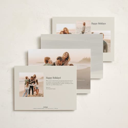 This is a cream holiday photo cards with standard by Ani Somi called coastal holiday printing on recycled smooth signature in standard