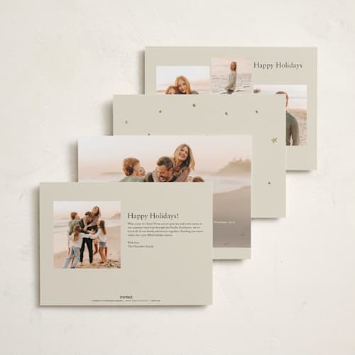 This is a pine holiday photo cards with standard by Bailamor Design by CM called carousel printing on recycled smooth signature in standard
