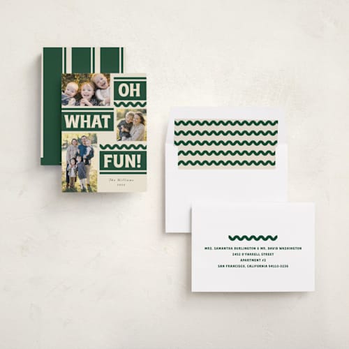 This is a forest holiday photo cards with standard by Baumbirdy called ski slope printing on recycled smooth signature in standard