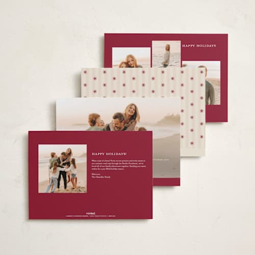 This is a stocking holiday photo cards with standard by Olivia Raufman called charming stripe printing on recycled smooth signature in standard