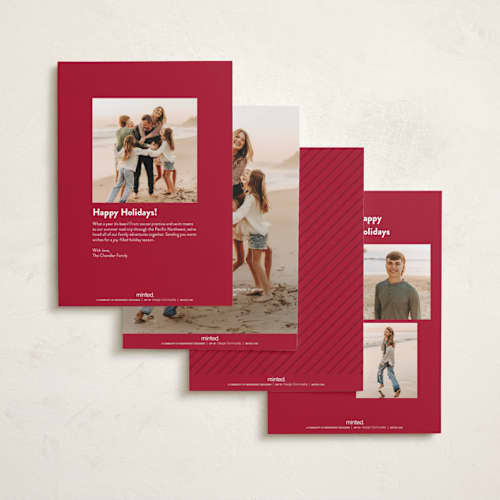 This is a red chew toy holiday photo cards with standard by Sarah Hawkins Designs called christmas treats printing on recycled smooth signature in standard