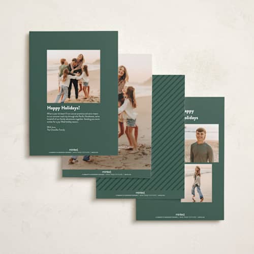 This is a grass holiday photo cards with standard by Sarah Hawkins Designs called christmas treats printing on recycled smooth signature in standard