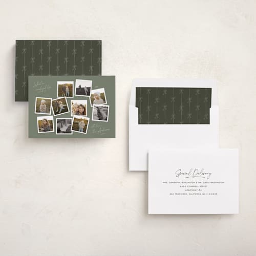 This is a juniper holiday photo cards with standard by Lisa McLean called vintage collage printing on recycled smooth signature in standard