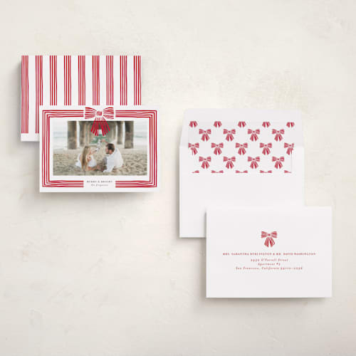 This is a snow holiday photo cards with standard by Iveta Angelova called ribbon framed printing on recycled smooth signature in standard