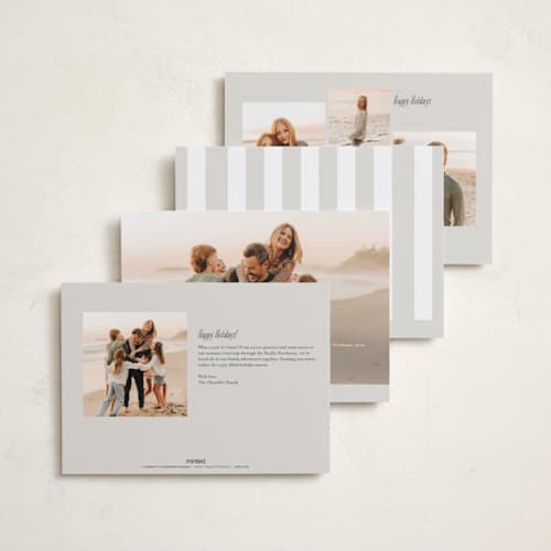 This is a snow holiday photo cards with standard by Kate Ross called love joy printing on recycled smooth signature in standard
