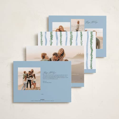 This is a iceberg holiday photo cards with standard by Pixel and Hank called disney's mickey bough border printing on recycled smooth signature in standard