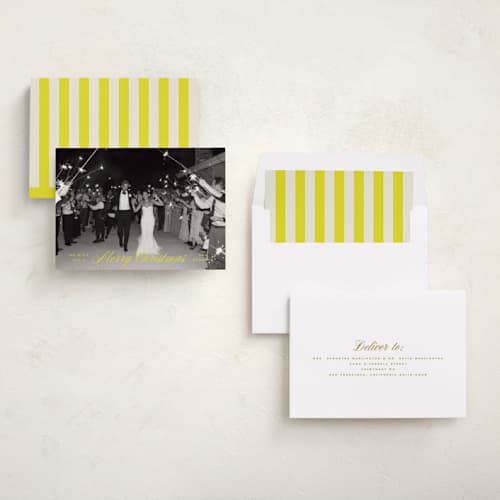 This is a citron holiday photo cards with standard by Ellen Schlegelmilch called classicly scripted printing on recycled smooth signature in standard
