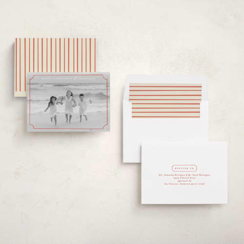 This is a cranberry holiday photo cards with standard by Ellen Schlegelmilch called sweetly framed printing on recycled smooth signature in standard