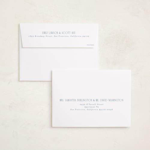 This is a powder blue holiday photo cards with standard by Erin L. Wilson called seabreeze printing on recycled smooth signature in standard