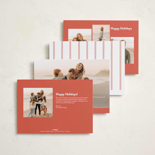 This is a candy cane holiday photo cards with standard by Tamara Hilje called the family printing on recycled smooth signature in standard