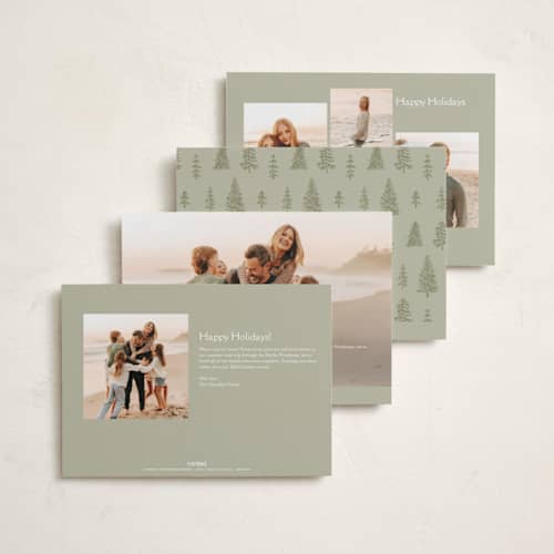This is a snow holiday photo cards with standard by Amy Kross called emblem printing on recycled smooth signature in standard