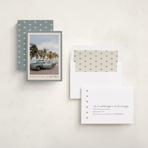 This is a pool holiday photo cards with standard by Chris Griffith called holiday band printing on recycled smooth signature in standard