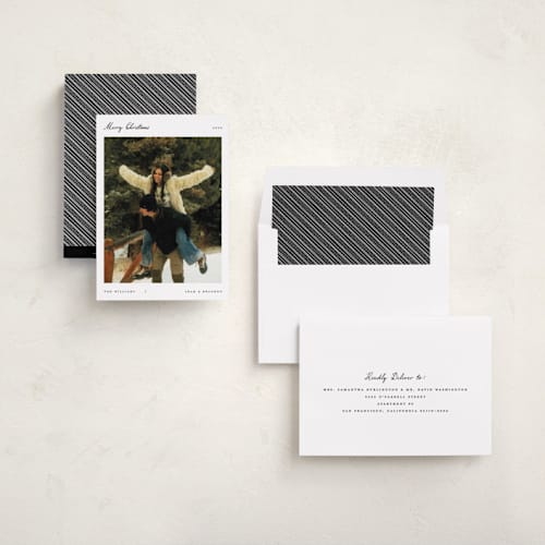 This is a snowcap holiday photo cards with standard by Pixel and Hank called christmas card printing on recycled smooth signature in standard