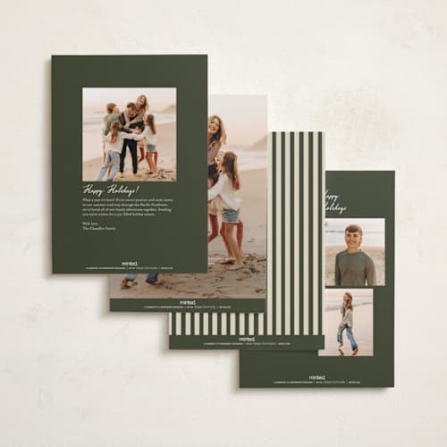 This is a forest holiday photo cards with standard by Maja Cunningham called vintage photo card printing on recycled smooth signature in standard