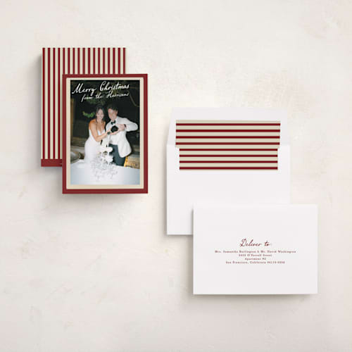 This is a berry holiday photo cards with standard by Maja Cunningham called vintage photo card printing on recycled smooth signature in standard
