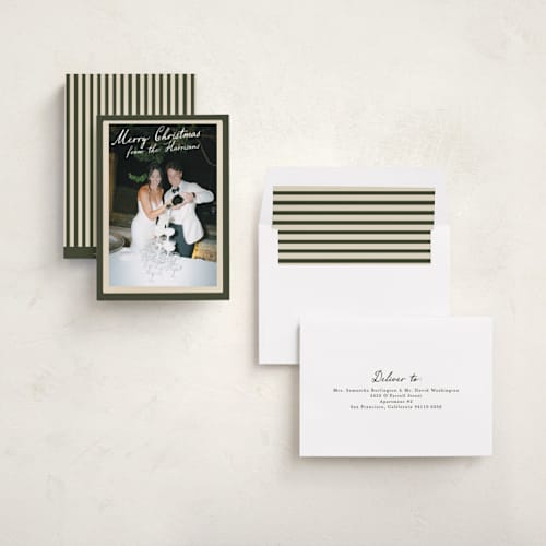 This is a forest holiday photo cards with standard by Maja Cunningham called vintage photo card printing on recycled smooth signature in standard