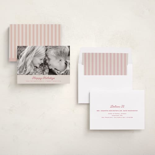 This is a berry holiday photo cards with standard by Kelly Schmidt called simple scalloped edge printing on recycled smooth signature in standard