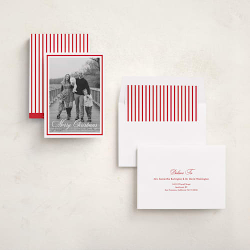 This is a berry holiday photo cards with standard by Kelly Schmidt called minimalist border printing on recycled smooth signature in standard
