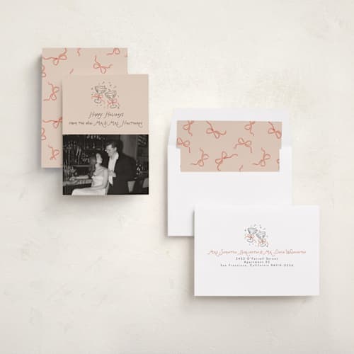This is a candied grapefruit holiday photo cards with standard by Randi Cirelli called newlywed toast printing on recycled smooth signature in standard