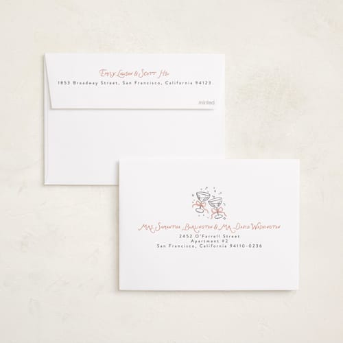 This is a candied grapefruit holiday photo cards with standard by Randi Cirelli called newlywed toast printing on recycled smooth signature in standard