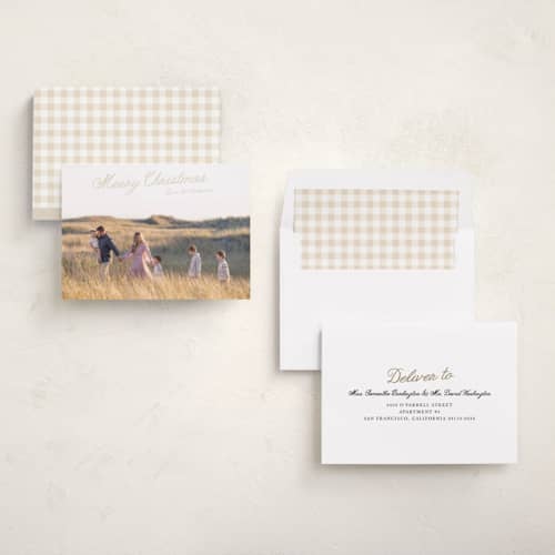 This is a eggnog holiday photo cards with standard by Cass Loh called lightly scripted printing on recycled smooth signature in standard