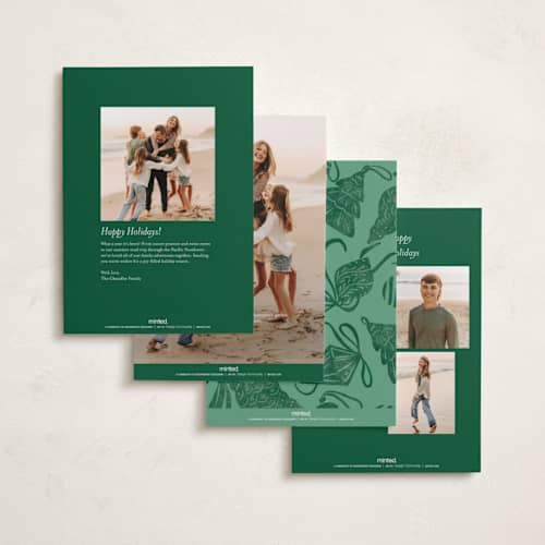 This is a fir holiday photo cards with standard by Corinne Malesic called bauble & bow printing on recycled smooth signature in standard
