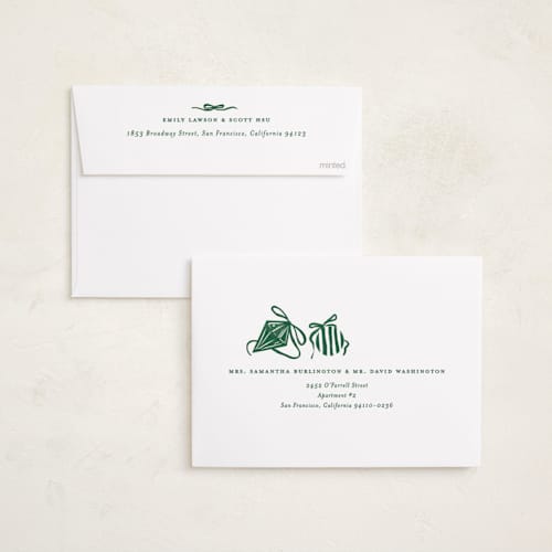This is a fir holiday photo cards with standard by Corinne Malesic called bauble & bow printing on recycled smooth signature in standard