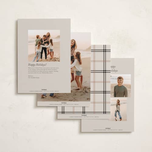 This is a vanilla holiday photo cards with standard by Cindy Reynolds called window pane printing on recycled smooth signature in standard