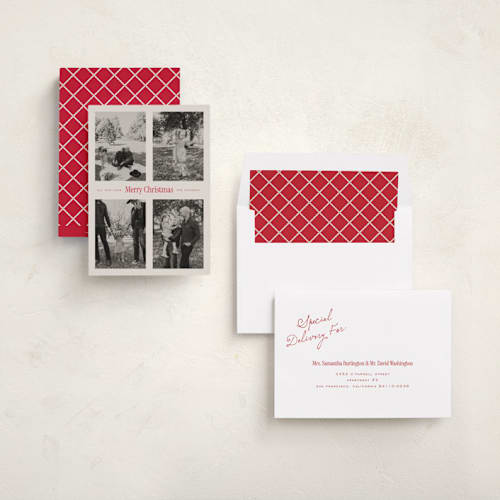 This is a eggnog holiday photo cards with standard by Leah Bisch called windowpane printing on recycled smooth signature in standard