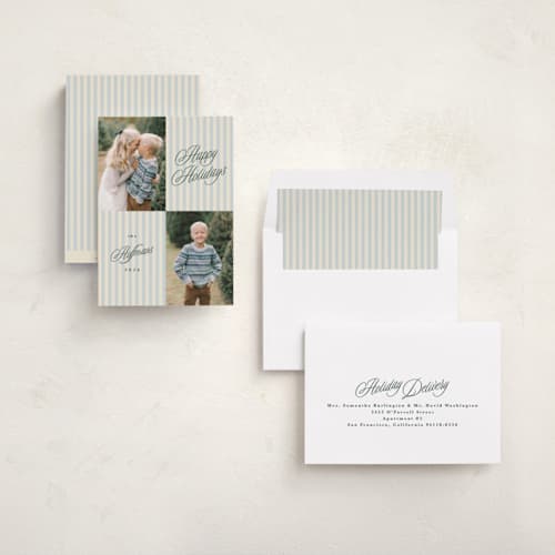 This is a boxwood holiday photo cards with standard by Kristie Kern called palmetto printing on recycled smooth signature in standard