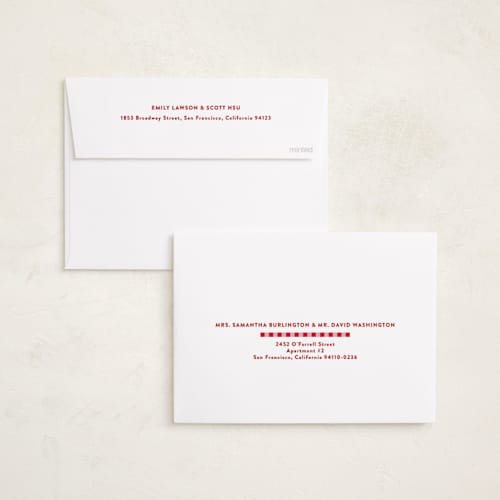 This is a nutmeg holiday photo cards with standard by Shari Margolin called festive stripes printing on recycled smooth signature in standard