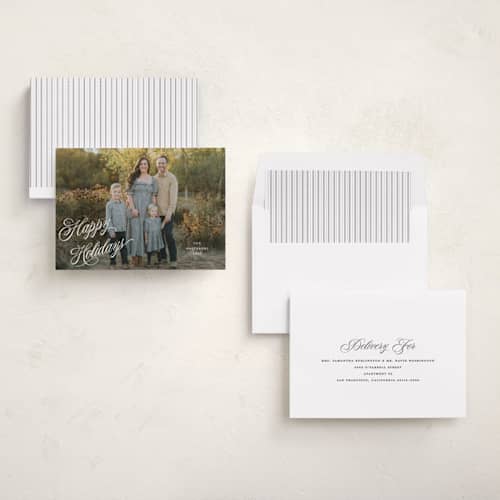 This is a snow holiday photo cards with standard by Pixel and Hank called bubbly printing on recycled smooth signature in standard